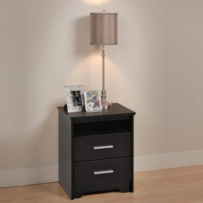 Coal Harbor 2 Drawer Tall Nightstand With Open Shelf Black - Prepac 3 Coal Harbor 2 Drawer Tall Nightstand With Open Shelf Black - Prepac
