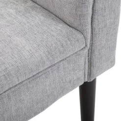 HOMCOM 52" Linen Upholstered Accent Ottoman Bench With Armrests, Light Gray -Baxton Furniture Store GUEST b5c7492f 4d08 45d6 bddd 38cb7eed4dfc