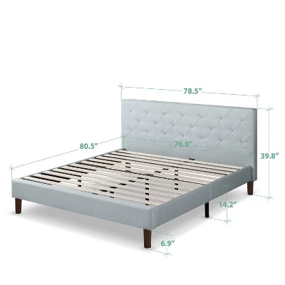 King Shalini Upholstered Platform Bed Frame Light Gray - Zinus 8 King Shalini Upholstered Platform Bed Frame Light Gray - Zinus - Image 6