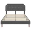 BIKAHOM Upholstered Platform Bed With Button Tufted Headboard, Dark Grey -Baxton Furniture Store GUEST b633559d db65 4ffa 95ac 811f0a29dec2