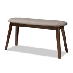 Baxton Studio Easton Mid Century Modern Walnut Finished Wood Fabric Upholstered Bench -Baxton Furniture Store GUEST b726eae5 eb2b 4595 849f 93f039b0a8f1