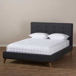 Valencia Mid - Century Modern Fabric Platform Bed - Baxton Studio 18 Valencia Mid - Century Modern Fabric Platform Bed - Baxton Studio -Baxton Furniture Store GUEST b86b41af 1959 4890 9641 4ff103114cbe