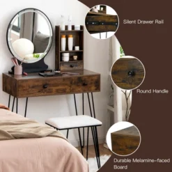 Costway Vanity Table Set Lighted Mirror Storage Drawer Shelf Cushion Stool 16 Costway Vanity Table Set Lighted Mirror Storage Drawer Shelf Cushion Stool -Baxton Furniture Store GUEST b8a94e62 95d6 4e2f aeab b8dfe7f7a0c4
