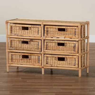 Dariana Rattan 6 Drawer Storage Cabinet Natural/Brown - Bali & Pari 11 Dariana Rattan 6 Drawer Storage Cabinet Natural/Brown - Bali & Pari - Image 9