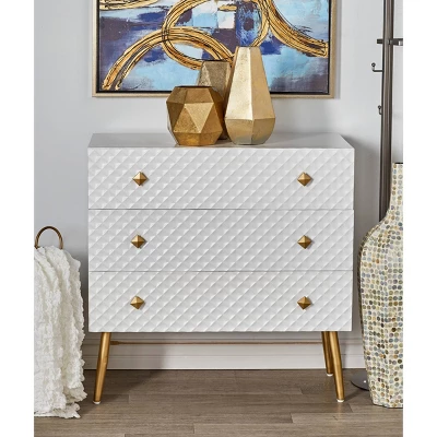 Modern 3 Drawer Wooden Chest White - Olivia & May 2 Modern 3 Drawer Wooden Chest White - Olivia & May