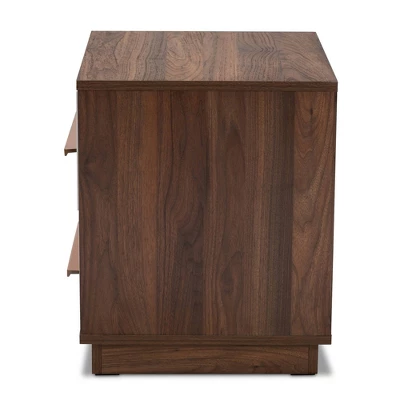 Mette Walnut Finished Wood Nightstand White - Baxton Studio 7 Mette Walnut Finished Wood Nightstand White - Baxton Studio - Image 5