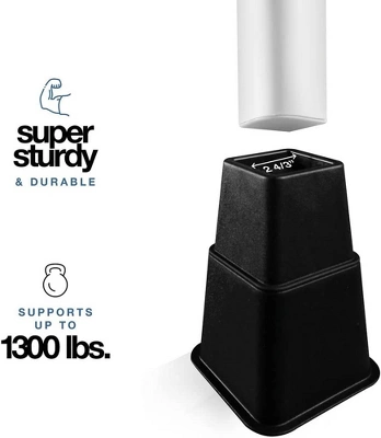 Adjustable Bed Risers - Heavy Duty Furniture Riser Set Of 4 In Heights Of 8, 5, Or 3 Inches For Table Risers, Bed Frame Risers In Black – Homeitusa 9 Adjustable Bed Risers - Heavy Duty Furniture Riser Set Of 4 In Heights Of 8, 5, Or 3 Inches For Table Risers, Bed Frame Risers In Black – Homeitusa - Image 7