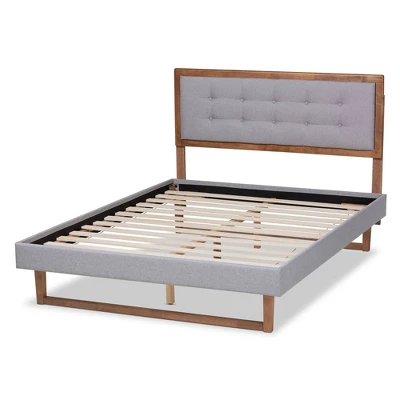 Full Livinia Fabric Upholstered Wood Platform Bed Light Gray/Ash Walnut - Baxton Studio 4 Full Livinia Fabric Upholstered Wood Platform Bed Light Gray/Ash Walnut - Baxton Studio - Image 2
