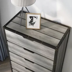 Mara Lavista Mobile 5 Drawers Chest Vintage Gray Oak - MiBasics -Baxton Furniture Store GUEST bb0ffb35 5028 45bd 9f53 346c502bb214