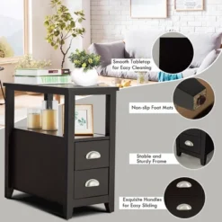 Costway End Table Space-Saving Rectangular Bedside Table W/ 2 Drawers & Shelf Espress 17 Costway End Table Space-Saving Rectangular Bedside Table W/ 2 Drawers & Shelf Espress -Baxton Furniture Store GUEST bb5fb5f2 6b25 45f1 a93c 61ea3f9e2b27