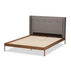 Brooklyn Mid Century Modern Walnut Wood Fabric Upholstered Platform Bed - Baxton Studio 13 Brooklyn Mid Century Modern Walnut Wood Fabric Upholstered Platform Bed - Baxton Studio -Baxton Furniture Store GUEST bc6f489b 90ed 4cf4 96bc 5d2e8760dcff