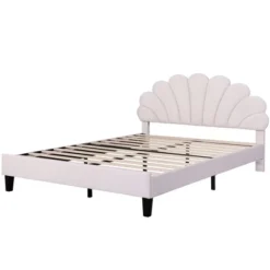 Upholstered Wood Platform Bed With Flower Pattern Velvet Headboard-ModernLuxe -Baxton Furniture Store GUEST bce7cbdd bc77 4011 ae00 2d00f1a14157