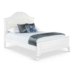 Isabella Youth Bed With Faux Leather Headboard Full White - Picket House Furnishings