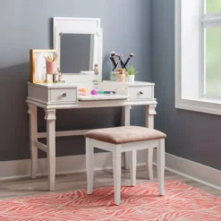 Adler Vanity Set White - Linon -Baxton Furniture Store GUEST bdff644c 8828 48df 863e 7ae04123fa9e