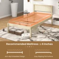 Costway Full/Queen/Twin Size Wooden Platform Bed Frame With Headboard Mattress Foundation Natural 23 Costway Full/Queen/Twin Size Wooden Platform Bed Frame With Headboard Mattress Foundation Natural -Baxton Furniture Store GUEST be077c51 1205 4ba0 877a cfa1cf5ee52b