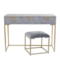 Contemporary Wood Console Table Dressing Table Desk With Mirror And Stool Set - Olivia & May