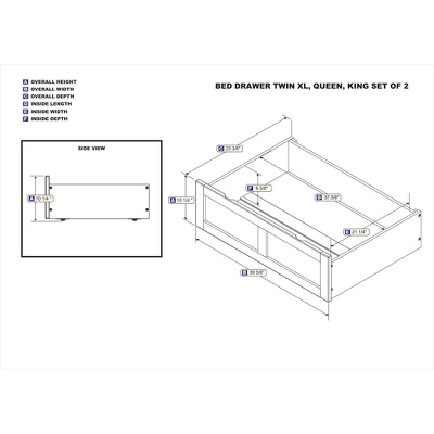 Set Of 2 Queen/King/Twin XL Drawers Gray - AFI 7 Set Of 2 Queen/King/Twin XL Drawers Gray - AFI - Image 5
