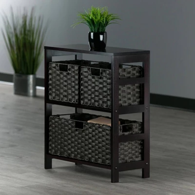 29.21" 4pc Leo Storage Shelf With Baskets Espresso/Chocolate - Winsome 19 29.21" 4pc Leo Storage Shelf With Baskets Espresso/Chocolate - Winsome - Image 17