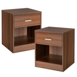 Costway Set Of 2 Nightstand End Side Table Storage Cabinet W/ Drawer Home Office -Baxton Furniture Store GUEST c2424faf 9e53 4e08 9b33 044837ffdcd4
