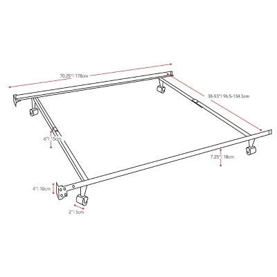 Twin/Single Or Full/Double Adjustable Metal Bed Frame - CorLiving 4 Twin/Single Or Full/Double Adjustable Metal Bed Frame - CorLiving - Image 2