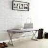 Ornelas Metal Base Linen Bench Gray - Inspire Q -Baxton Furniture Store GUEST c3793a72 2525 477b bdb6 36dd7f4d45b1