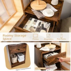 Costway Set Of 2 Nightstand With Drawer Cabinet End Side Table Raised Top -Baxton Furniture Store GUEST c4097b60 3673 4f36 a126 4d125cb5992e