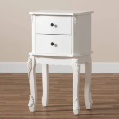 2 Drawer Sophia Wood Nightstand White - Baxton Studio -Baxton Furniture Store GUEST c562dfb1 7865 473f 9223 e393658a70e7