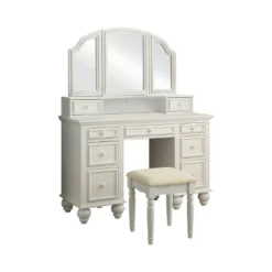 3pc Branson 9 Drawer Transitional Vanity Table Set - HOMES: Inside + Out -Baxton Furniture Store GUEST c595cca2 a85b 4c84 bc44 574d929fd4fe