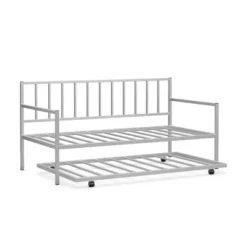 Costway Twin Metal Daybed With Roll Out Trundle Heavy Duty Frame Sofa Bed Set -Baxton Furniture Store GUEST c6180911 82dc 460a 901e 8d9888c1c5df