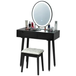 Costway Vanity Makeup Table Touch Screen 3 Lighting Modes Dressing Table Stool Set WhiteBlack Gray -Baxton Furniture Store GUEST c6b0c78d a89c 4a42 9ff8 6ba09736bcc1