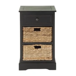 Farmhouse Wooden Chest With Wicker Basket Drawers Black - Olivia & May -Baxton Furniture Store GUEST c6fd048a ff89 4937 8864 6a59df31cbca