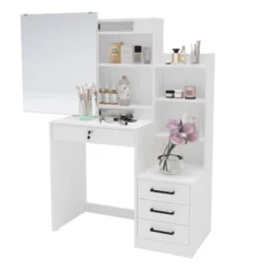 Hannah Vanity With Mirror White - Polifurniture 13 Hannah Vanity With Mirror White - Polifurniture -Baxton Furniture Store GUEST c70215ed f8b5 4b56 a888 06ea75fdd7e9