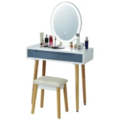 Costway Vanity Makeup Table Touch Screen 3 Lighting Modes Dressing Table Stool Set WhiteBlack Gray -Baxton Furniture Store GUEST c82752ee f03a 4a0d 932e 6f3c5f29ba0f