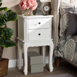 2 Drawer Sophia Wood Nightstand White - Baxton Studio -Baxton Furniture Store GUEST c92f3cf2 7a88 4c9e ad60 024b8dfbe213