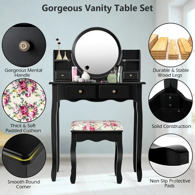 Costway Makeup Vanity Table Drawers Oval Dressing Table Kids Gift 6 Costway Makeup Vanity Table Drawers Oval Dressing Table Kids Gift - Image 4