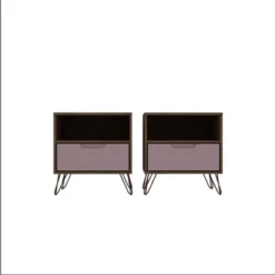 Set Of 2 Rockefeller 1 Drawer Nightstands - Manhattan Comfort -Baxton Furniture Store GUEST cb3c09ca cea0 4ae4 a53b 7f340c42b731