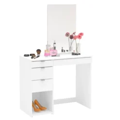 Joplin Vanity With Mirror White - Polifurniture -Baxton Furniture Store GUEST cb494008 2164 4a12 a13f a3906299c5a1