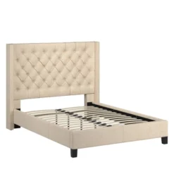 Highland Park Button Tufted Wingback Platform Bed - Inspire Q -Baxton Furniture Store GUEST ccb5eb71 0583 4b80 a08d f1cfe0ce7111