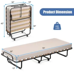 Costway Portable Folding Bed With Mattress Rollaway Cot Made In Italy NavyBeige 14 Costway Portable Folding Bed With Mattress Rollaway Cot Made In Italy NavyBeige -Baxton Furniture Store GUEST cdbfb5b1 569a 4e61 b4e4 b7cc036e299e