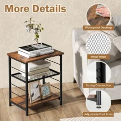 Costway 2 PCS 3-Tier Side End Table With Adjustable Mesh Shelf Narrow Nightstand 18 Costway 2 PCS 3-Tier Side End Table With Adjustable Mesh Shelf Narrow Nightstand -Baxton Furniture Store GUEST cdd57745 e30a 46eb ab91 b087109eaafa