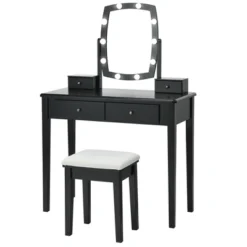 Costway Vanity Table Set With Lighted Mirror Adjustable 10 Bulbs Dresser 4 Drawer -Baxton Furniture Store GUEST cdfc0529 97c8 475c 9094 68091b4bf4f2