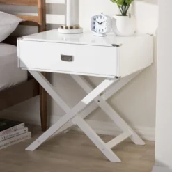 Curtice 1 Drawer Wooden Nightstand White - Baxton Studio 13 Curtice 1 Drawer Wooden Nightstand White - Baxton Studio -Baxton Furniture Store GUEST ce09b581 f042 4fcc 8b58 5dd6eb0ff09e