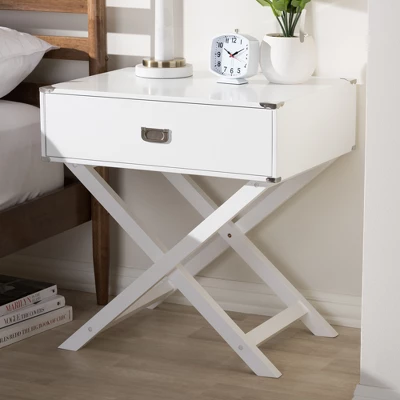 Curtice 1 Drawer Wooden Nightstand White - Baxton Studio 7 Curtice 1 Drawer Wooden Nightstand White - Baxton Studio - Image 5