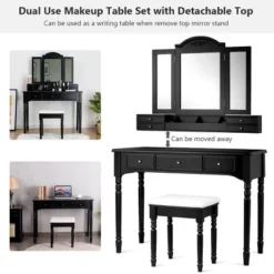 Costway 7 Drawers Vanity Set Dressing Table W/ Tri-Folding Mirror 20 Costway 7 Drawers Vanity Set Dressing Table W/ Tri-Folding Mirror -Baxton Furniture Store GUEST d06da6d6 0348 40a8 ab6c 02b7bf3be176