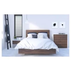 Full Newport Platform Bed And Headboard Walnut - Nexera -Baxton Furniture Store GUEST d089053f 1ed3 4e33 8d16 a7674dd55d8b