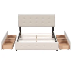 Upholstered Queen Size Platform Bed With Classic Headboard And 4 Drawers-ModernLuxe -Baxton Furniture Store GUEST d0eeadb0 2ac6 4604 b7fa 5cfbb61911ea