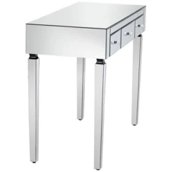 Studio 55D Thea Modern Mirrored Rectangular Desk 39 1/2" X 18" With 3-Drawer Silver Faceted Crystal Knobs For Living Room Bedroom Bedside Entryway -Baxton Furniture Store GUEST d30101dd 7567 4375 a780 ee094ff1fe6a