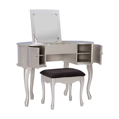 Paloma Vanity Set Silver - Linon 4 Paloma Vanity Set Silver - Linon - Image 2
