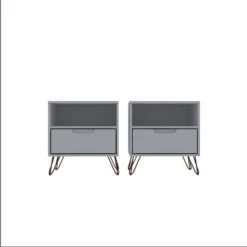 Set Of 2 Rockefeller 1 Drawer Nightstands - Manhattan Comfort -Baxton Furniture Store GUEST d37be779 3a75 4ddc 8e7d 0c95c87720dd