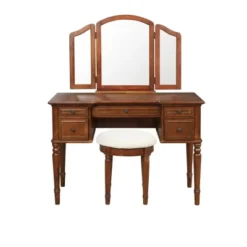 Zelda Vanity Mirror & Bench Warm Cherry - Powell Company
